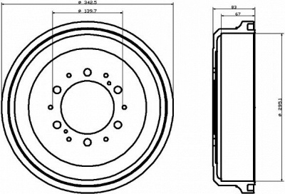 HELLA PAGID 8dt355301491 -  Тормозной барабан